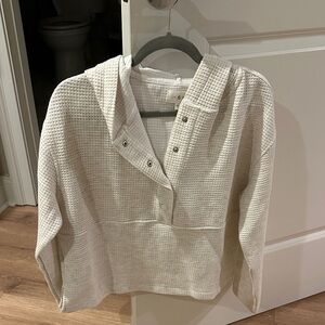 Lou & Grey Ivory Waffle Knit Top